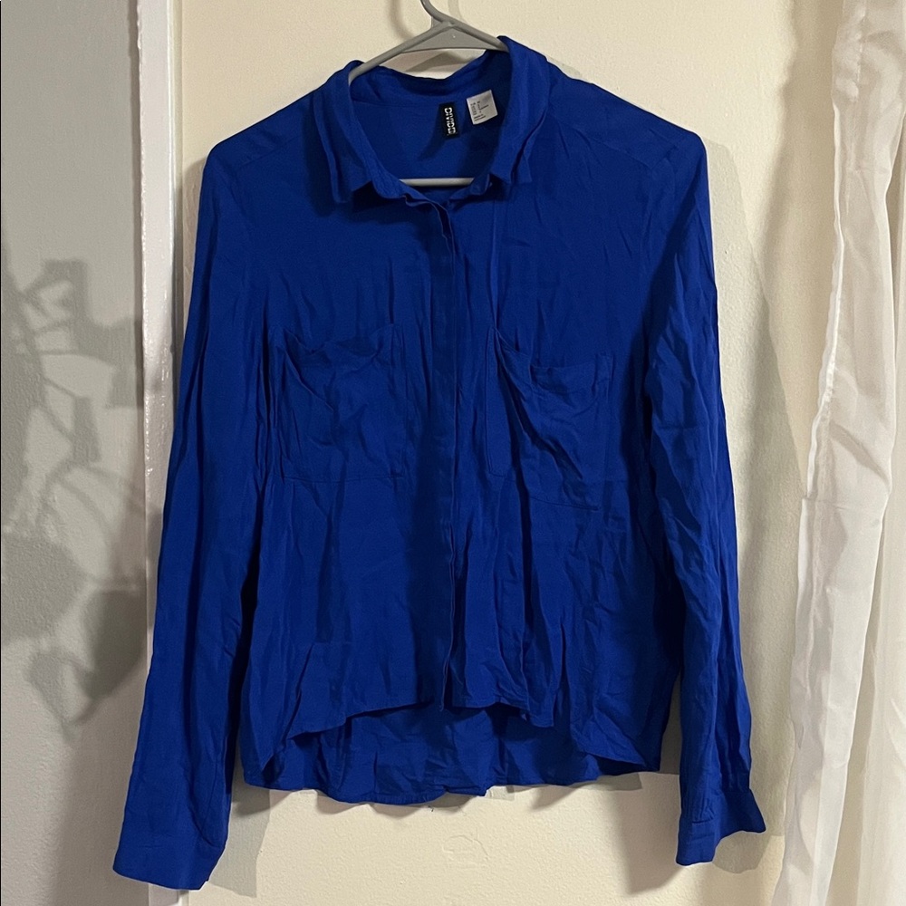 H&M Women's Royal Blue Button Down Shirt
